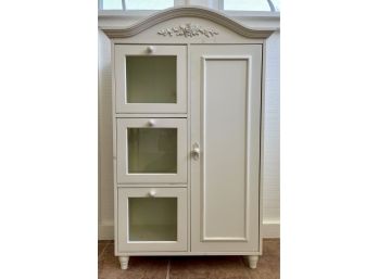 Small White Cabinet With 3 Drop Lid Glass Doors