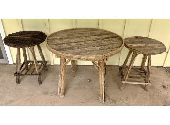 3 Pc. Round Rustic Back Wood Tables