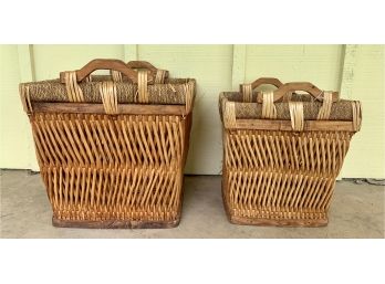 Pair Of Storage Baskets With Wood Handles