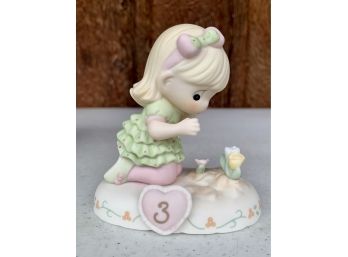 NIB Precious Moments 'Growing In Grace' Age 3 Blonde Version Porcelain Bisque Figurine