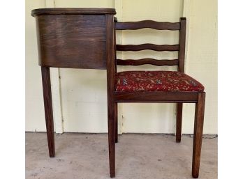 Old Telephone Wood Table With Seat