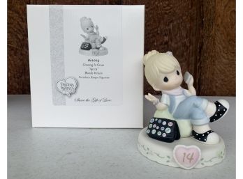 NIB Precious Moments 'Growing In Grace' Age 14 Blonde Version Porcelain Bisque Figurine