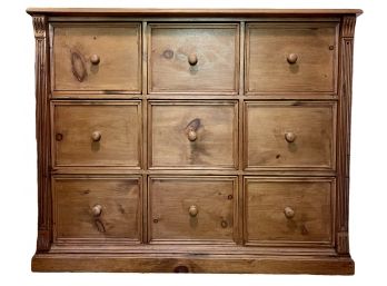 Large Solid Pine 9 Drawer File Cabinet