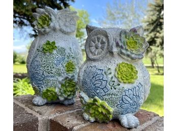 Cute Resin Owl Pair For Garden