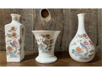 Wedgewood Kutani Crane Mini Vases