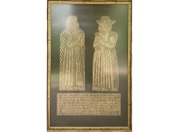 Brass Rubbing In Gold Frame Of 16TH Century- Gunter Husband And Wife