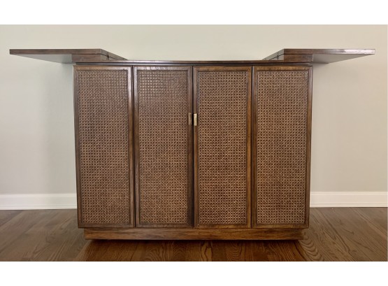Beautiful Drexel Heritage Side Board With Rattan Accents