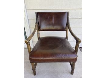 Wood & Leather Rattan Chair