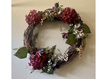 22' Wreath With Red Faux Flowers