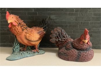 2 Pc. Resin Rooster/ Hen Pair