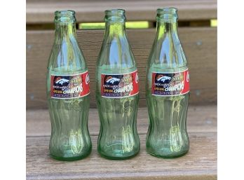 3 1999 Denver Broncos Coca Cola Collectable Bottles