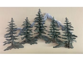 Lovely Metal Wall Art Featuring Evergreen Mountains