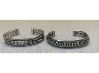 2 Braided Cuff Bracelets- Sterling & 925
