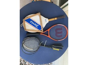 Assorted Collection Of Badminton And Tennis Rackets
