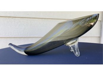 Murano Inspired Smokey Gray Glass Cornucopia