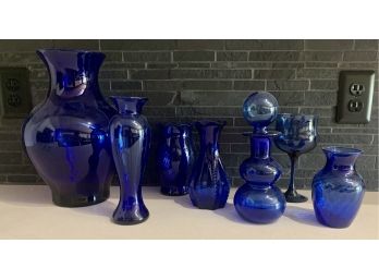 8 Pc. Cobalt Blue Glass Pieces