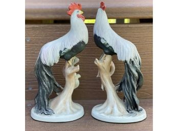2 Long Tail Roosters By Lefton China
