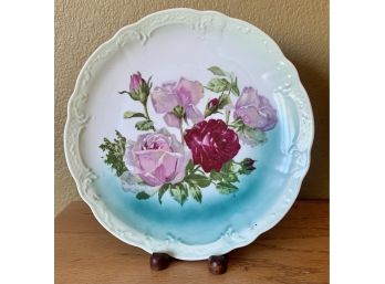 Vintage Hand Painted Roses Plate- Pink