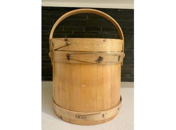 Vintage Wooden Bucket With Lid & Handle