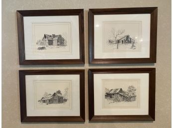 Set Of 4 Pencil Etchings By Jay Maxwell 1978