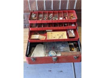 Vintage Fishing Tackle Box With Lots Of Vintage Items