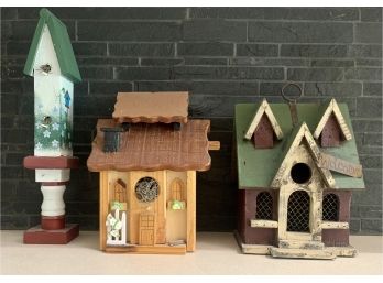 3 Wood Decorative Birdhouses