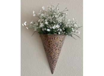 Wall Pocket With Faux Flowers