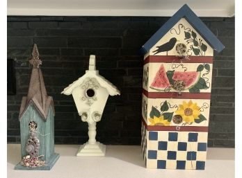 3 Wood Decorative Birdhouses