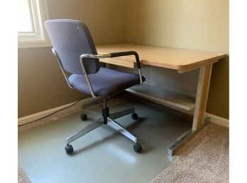 Vintage Metal Desk, Chair And  Floor Protector Bundle