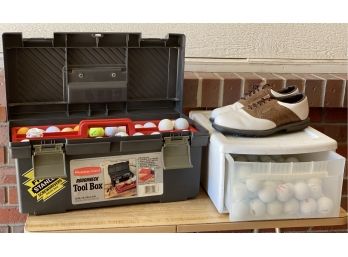 Large Lot Of Golf Balls, Golf Shoes Plus Accessories