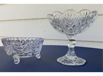 2 Crystal Cut Glass Candy Dishes