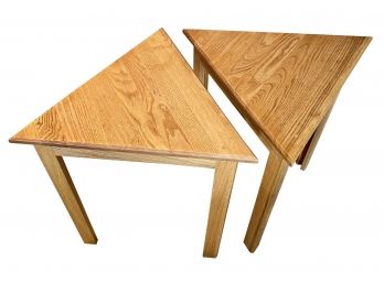 Two Matching Triangular Side Tables