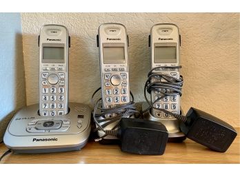 Three Panasonic Cordless Phones With Docks
