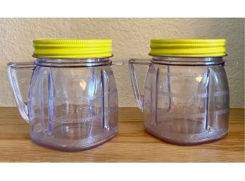 Two Vintage Osterizer Plastic Mixer Jars