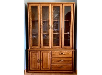 Contemporary Oak Broyhill Lighted China Hutch