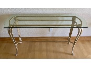 Beautiful Glass Top Metal Base Console Table