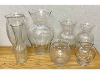 Collection Of Clear Glass Vases