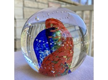 Handblown Red And Blue Lorup Paperweight (3.5 Inches Tall)