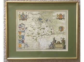 European Clan Map Print In Gold Colored Frame