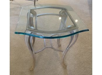 Two Glass Top Metal Side Tables, In Great Condition