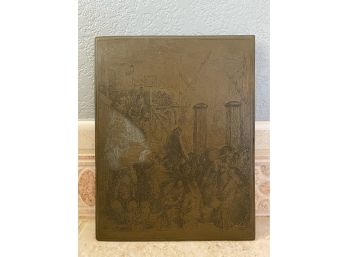 Antique Etched Brass Plaque 'Billingsgate Landings, The Fish 1872', 8 By 10 Inches