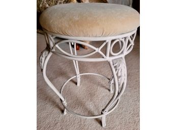White Vanity Stool With Fabric Top