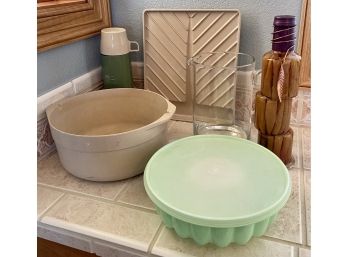 Kitchen Lot Incl. Ancor Hocking, Glass Pitcher And More