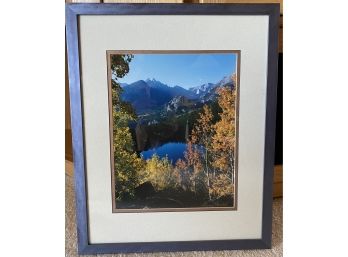 Framed Photo Of Longs Peak In Autumn By Photographer Glenn Randall, In Blue Metallic Frame