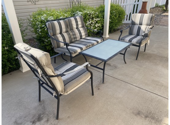 4 Piece Metal Frame Patio Set With Cushions