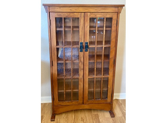 Small Mission Style Cabinet With Glass Doors