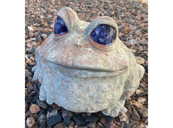 Very Cute Garden Frog With Ceramic Blue Eyes