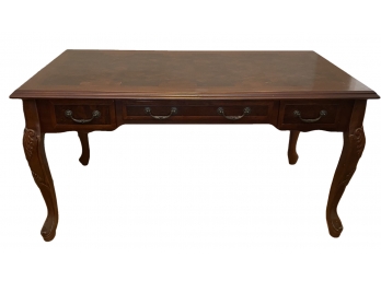Solid Wood Desk With Carved Accents