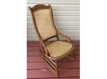 Solid Walnut Lincoln Rocker With Cane Back