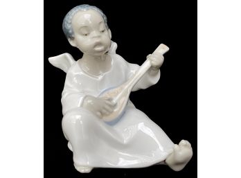 Authentic Retired Lladro 'Angel Boy Playing Mandolin' Black Legacy Collection Figurine
